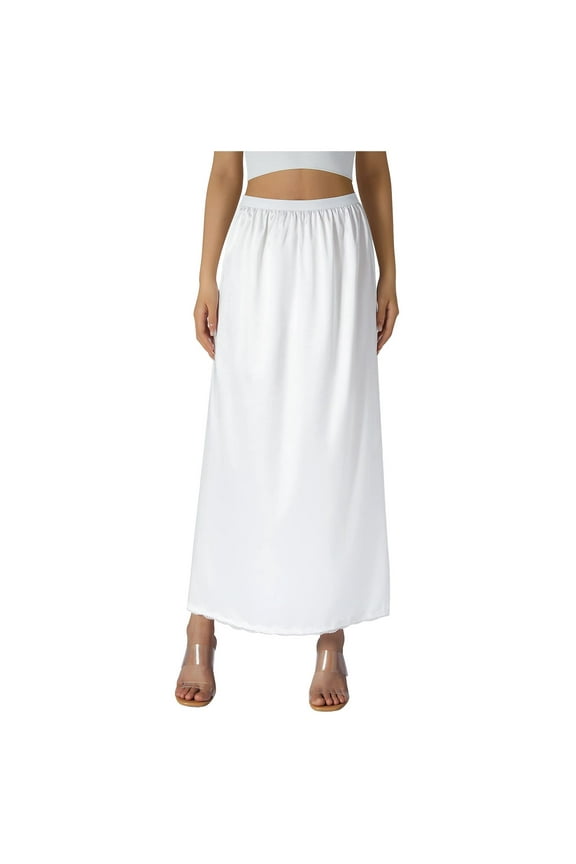 Women Half Slip Soft Satin Half Slip Lace Long Underskirt Half Slips For Under Skirtes Comfy