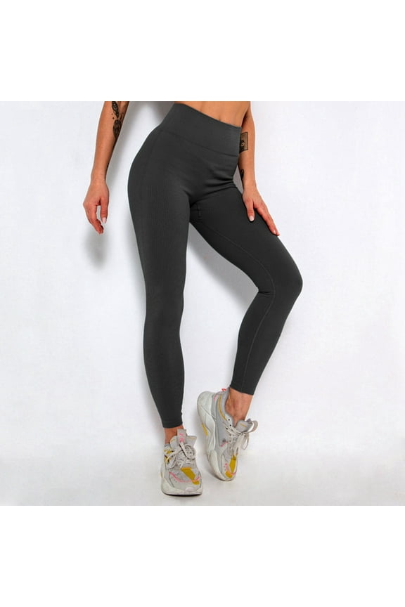 Women Ribbed Fitness Leggings Seamless High Waist Tights For Gym Exercise Yoga Running Comfort Trousers