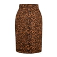thumbnail image 1 of UFOUND Women Suede Leopard Pencil Skirt Knee Length High Waist Print Bodycon Midi Skirts Leisure, 1 of 2