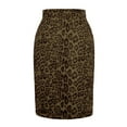 thumbnail image 1 of UFOUND Women Suede Leopard Pencil Skirt Knee Length High Waist Print Bodycon Midi Skirts Relaxed Fit, 1 of 4