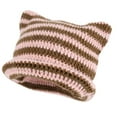 thumbnail image 1 of UFOUND Women Winter Cat Ears Hats Soft Slouchy Striped Knitted Hat Trendy Warm Crochet Braided Knitted Hats, 1 of 4