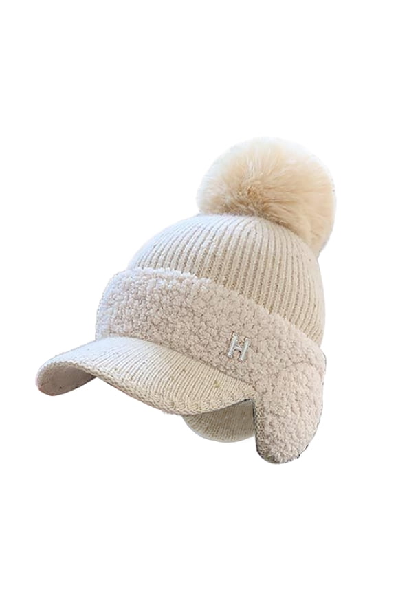 Women Winter Plush Baseball Cap Cute Fashion Duck Tongue Hat Wool Ball Knitting Wool Cap