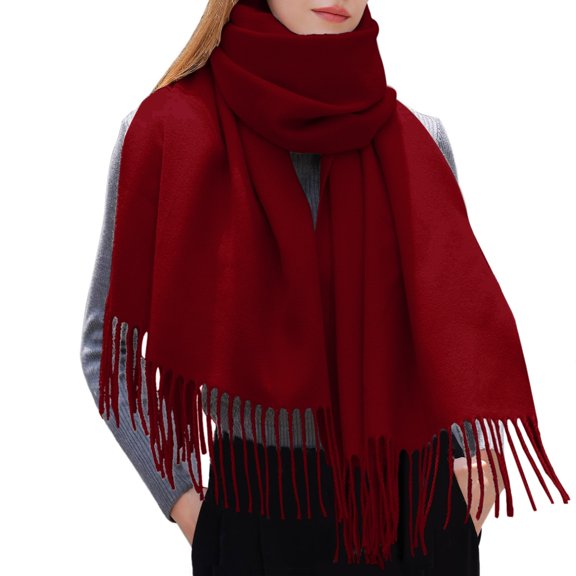 UFOUND Women Winter Solid Color Tassel Shawl Warm Scarf