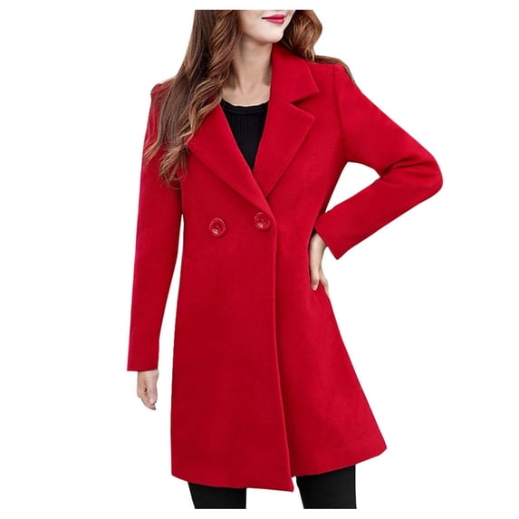 UFOUND Women's Solid Color Double Long Sleeve Lapel Cardigan Coat For Autumn Winter Relaxed Fit Outwear