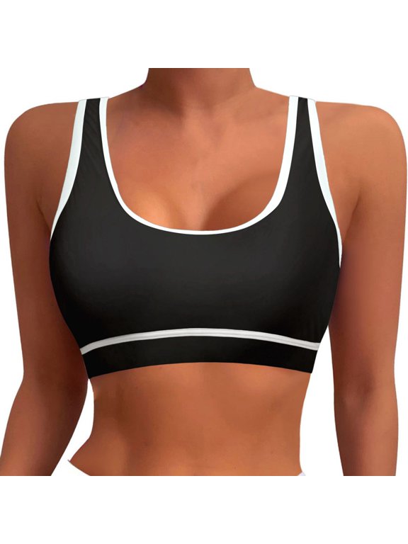 Women's Sports Bra Bikini Tops Racerback Swim Tops Neck Bathing Suits Tops Padded Crop Tops Swimsuit Stylish Swimwear Summer Hawaii Beachwear