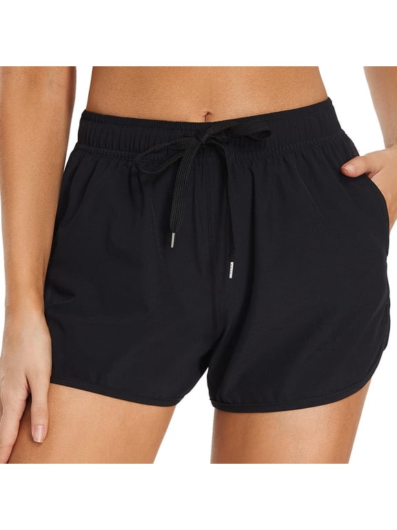Women's Swim Shorts With Pockets High Waist Board Swimsuit Shorts Bathing Suit Bottom Boyshorts Bottom Wide Elastic Band Sports Yoga Shorts Swimbottom Trendy Swimwear Summer Hawaii Beachwear