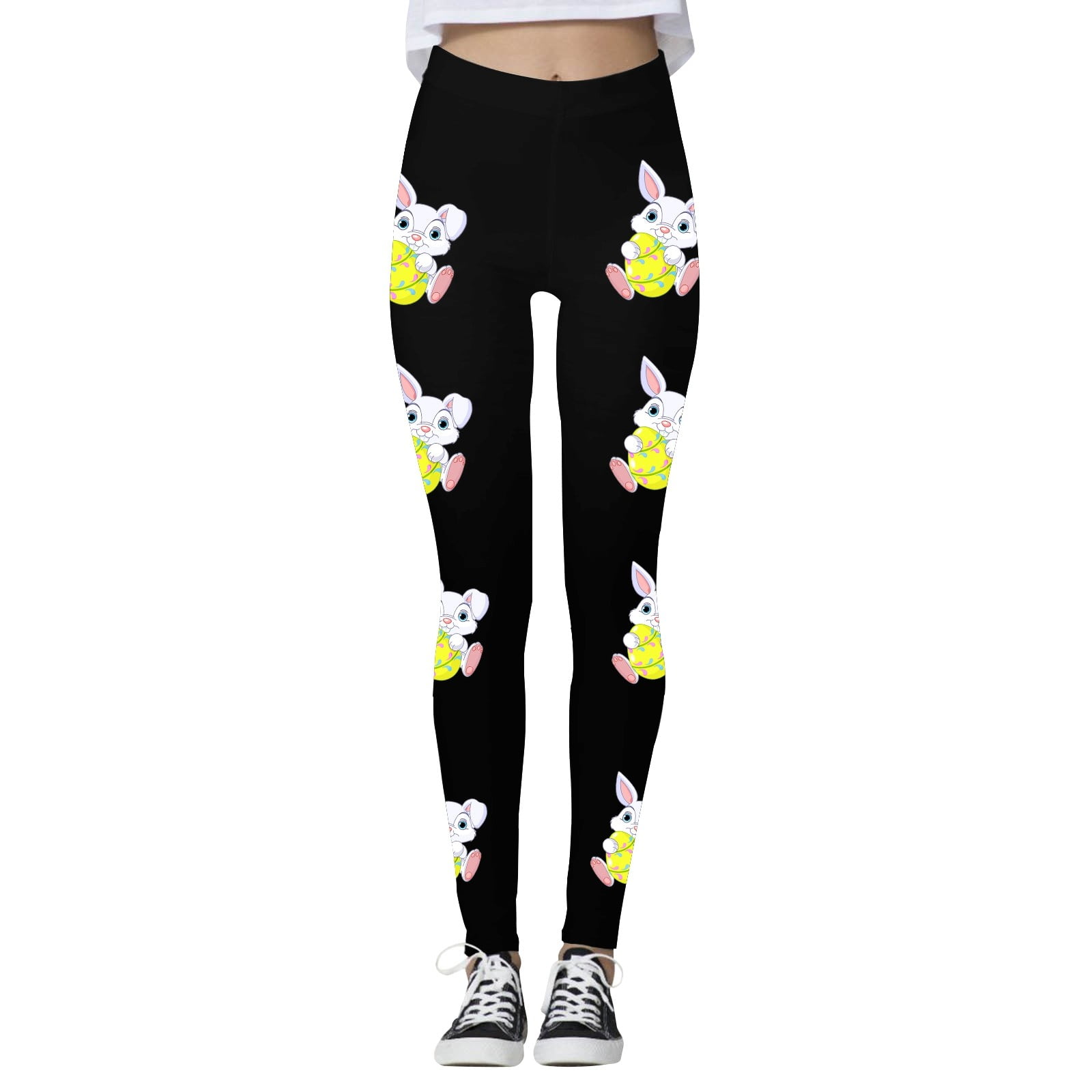 UFOUND Women s Tight Pants Cartoon Bunny Cute Printed With Lifting Sports Bottom Tummy Control Soft Workout Trousers