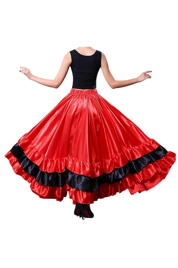Womens Spanish Bull Dance Skirt Belly Dance Skirt Big Swing Skirt Casual