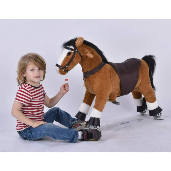 UFREE Ride on Horse Toy for Kids Ages 3-6 ,Small Rding Horse Toy,Height 36 Inch,Small Size,Black Mane