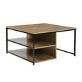 thumbnail image 1 of FurnitureR Homycasa 2-Shelf Square Wood Coffee Table in Brown, 1 of 5