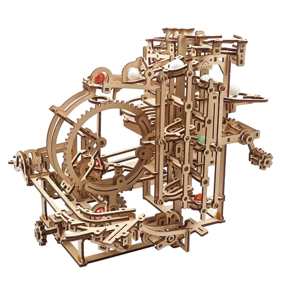UGEARS Marble Run Stepped Hoist, Model Kit, 3D Puzzle, Fun DIY Model Kit Crafts for Adults - Unique Gift 3D Puzzle for Adult Marble Game for Hobby Enthusiasts - 355 Pcs
