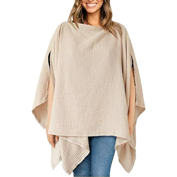 UGEASLI Breathable Breastfeeding Nursing Cover, Multi-Use Nursing Shawl For Women Soft Privacy Poncho Includes Laundry Bag Breastfeeding Newborn Essentials Must Haves, Beige