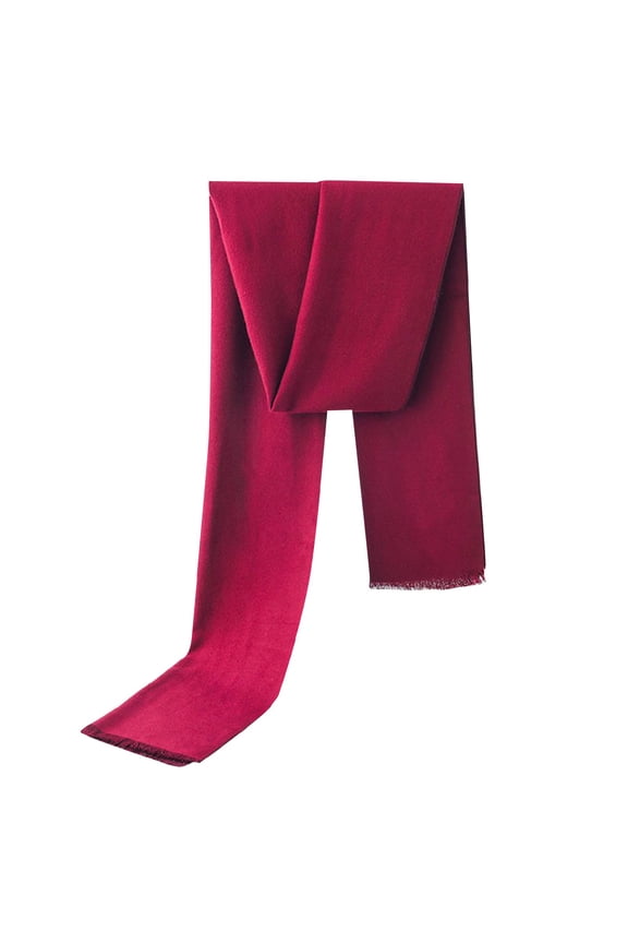 Mens Winter Warm Long Classic Scarf Thic Soft Fleece Scarf Fall Fashion Business Solid Color Scarves Neckwear, Wine