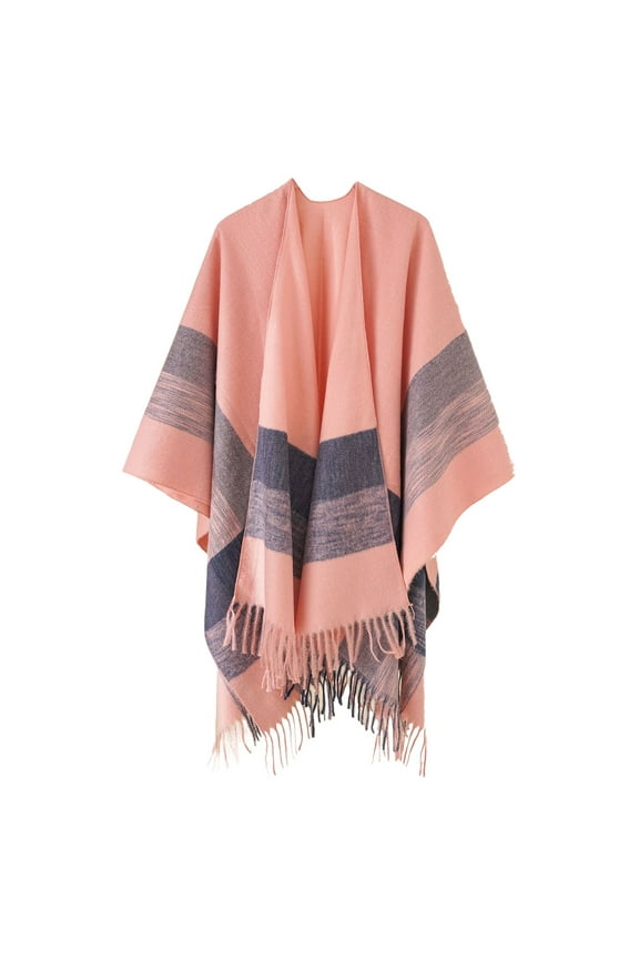 Shawl Wraps For Women Elegant Knitted Blanket Plus Size Fashion Cardigan Sweater Winter Coat Scarf Elegant Knitted Cape Early Fall Outfits, Pink