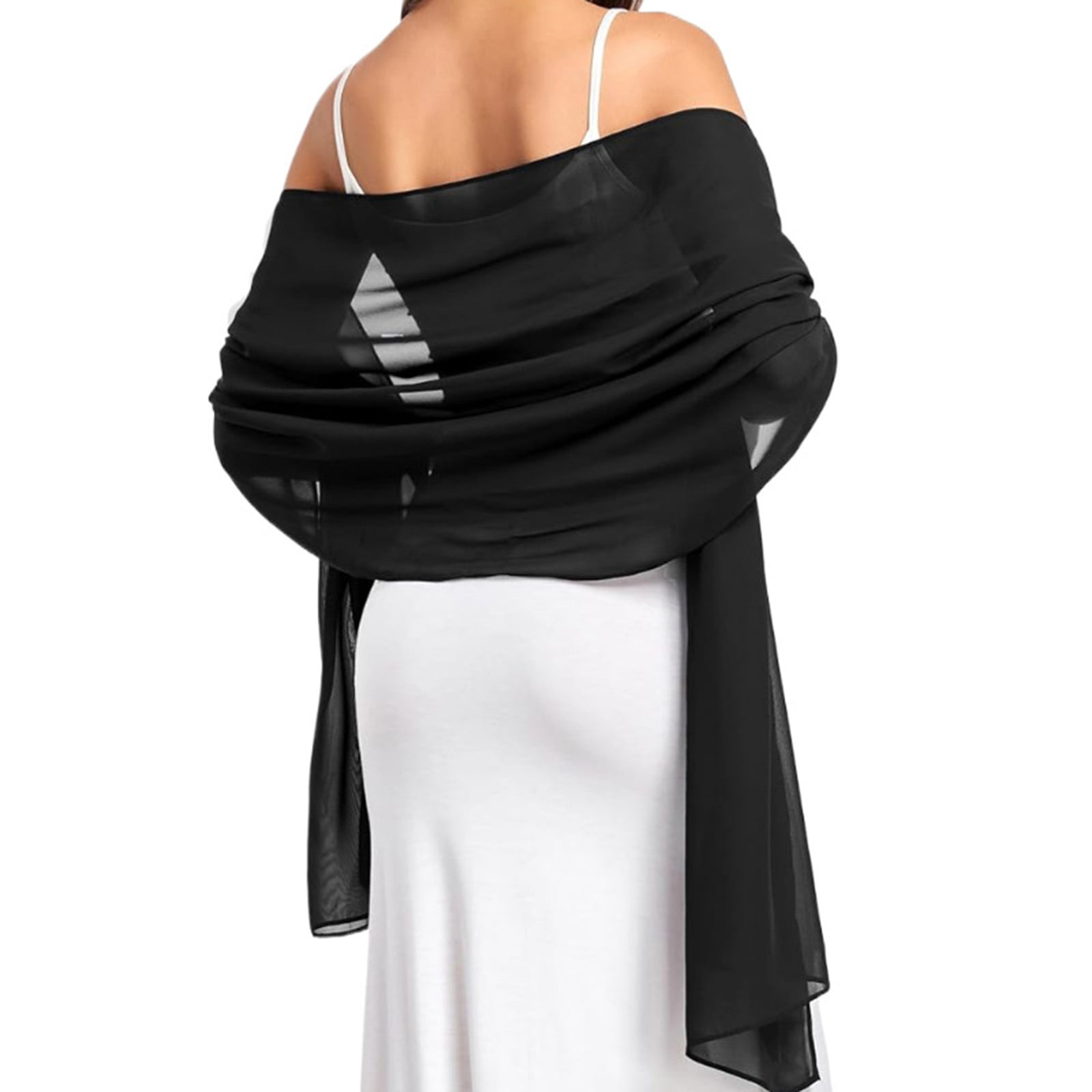 UGEASLI Women'S Elegant Shawls Wraps For Evening Dresses Wedding Breathable  Lightweight Soft Scarf Solid Color Formal Shawl, Black - Walmart.com