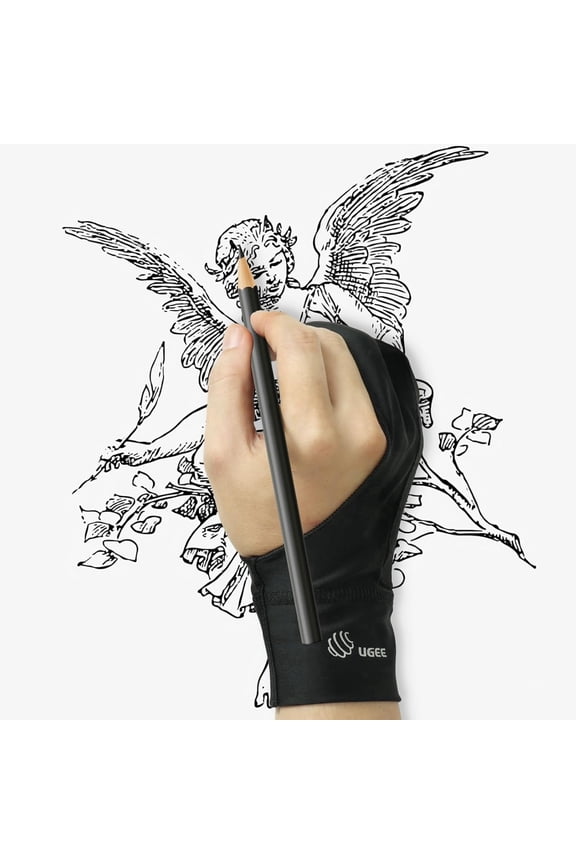 Artist Drawing Glove, Upgraded Padded Double Two-Finger Glove for iPad Graphics Tablet Stylus, Drawing Painting, Size S