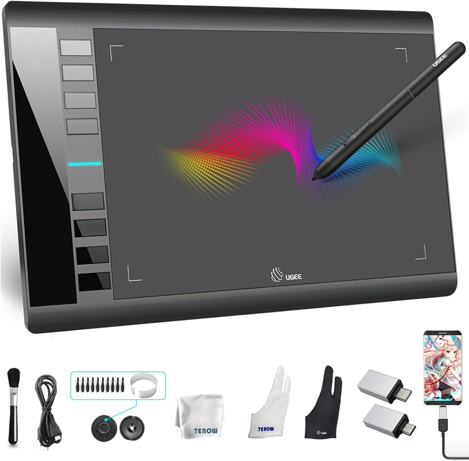 Drawing Tablets That Work With Android UGEE Graphics Drawing Tablet, M708 V Inch Ultra Thin Large Graphics