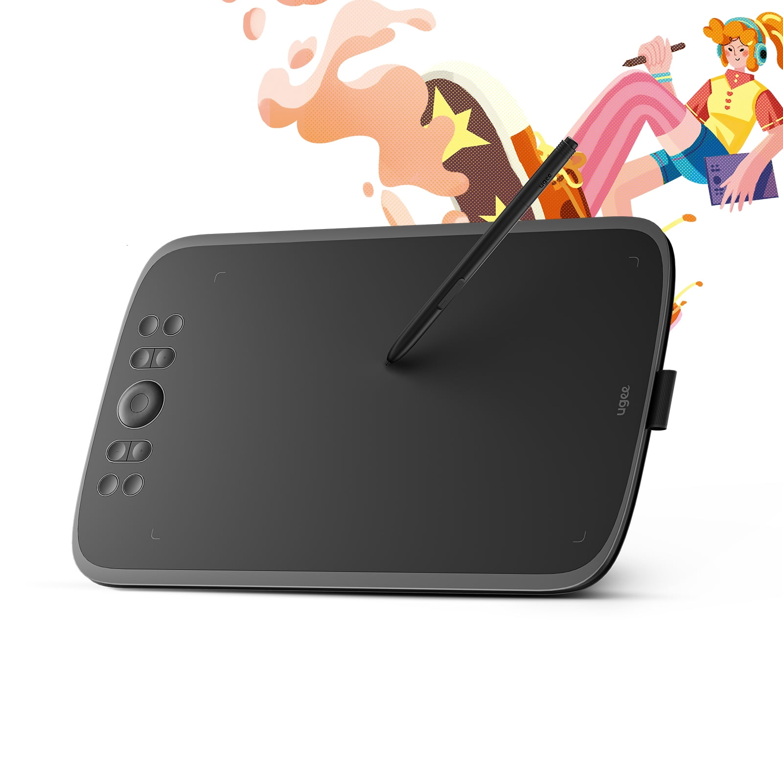 UGEE M908 Graphics Drawing Tablet 10x6.25 inches Digital Tablet with Scroll Wheel and 8 Shortcut