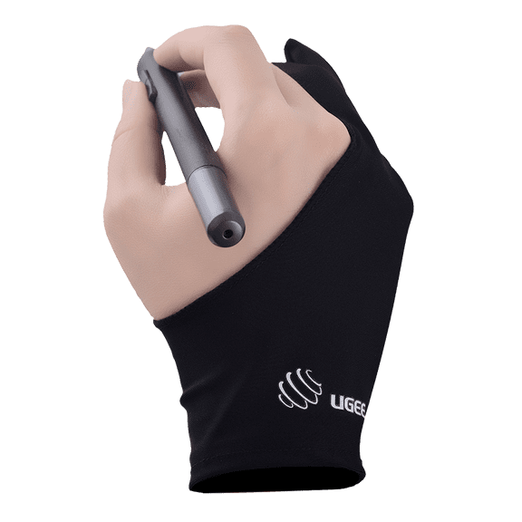 UGEE Two-Finger Drawing Glove, Upgraded Artist Glove for Tablet & iPad, Black, One Size, 1 Pack