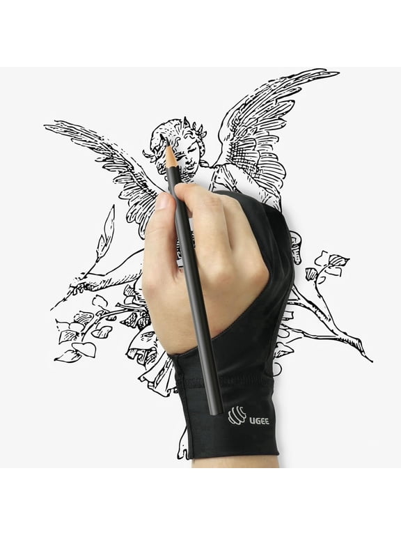 Upgraded Padded Two-Finger Artist Glove, Drawing Glove for iPad, Graphics Tablet, Digital Painting & Sketching, Size  M