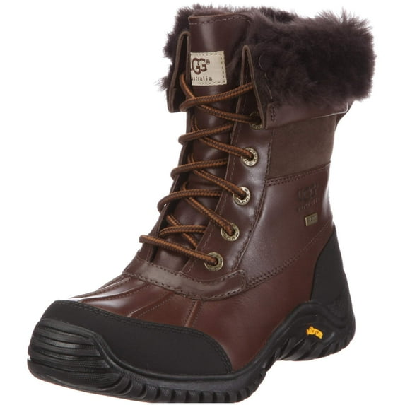 UGG Adirondack II 5446 Womens Obsidian Leather Mid Calf Snow Boots Size 6 UGG640