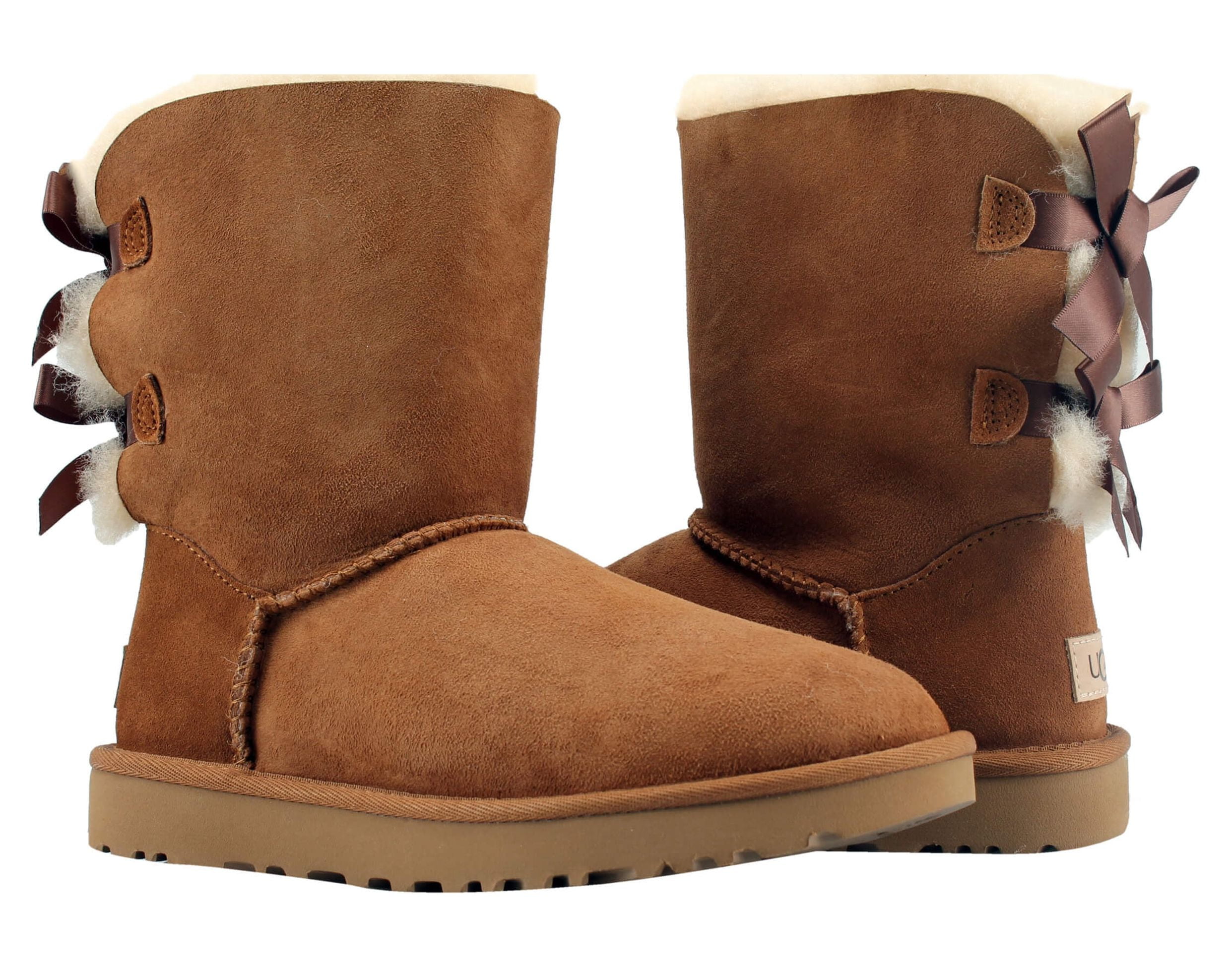 UGG Bailey Bow Tall II Triple Chestnut Suede Fur Boots