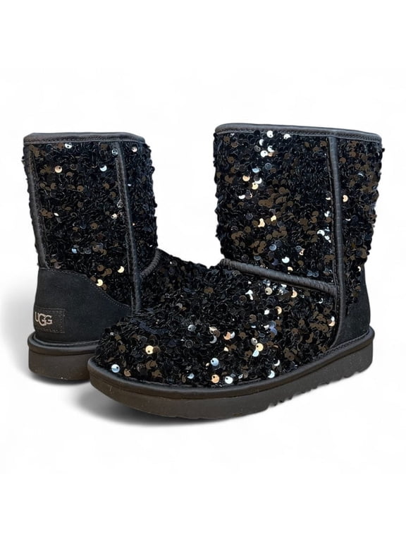 Girls' Classic Short Chunky Sequin Boots