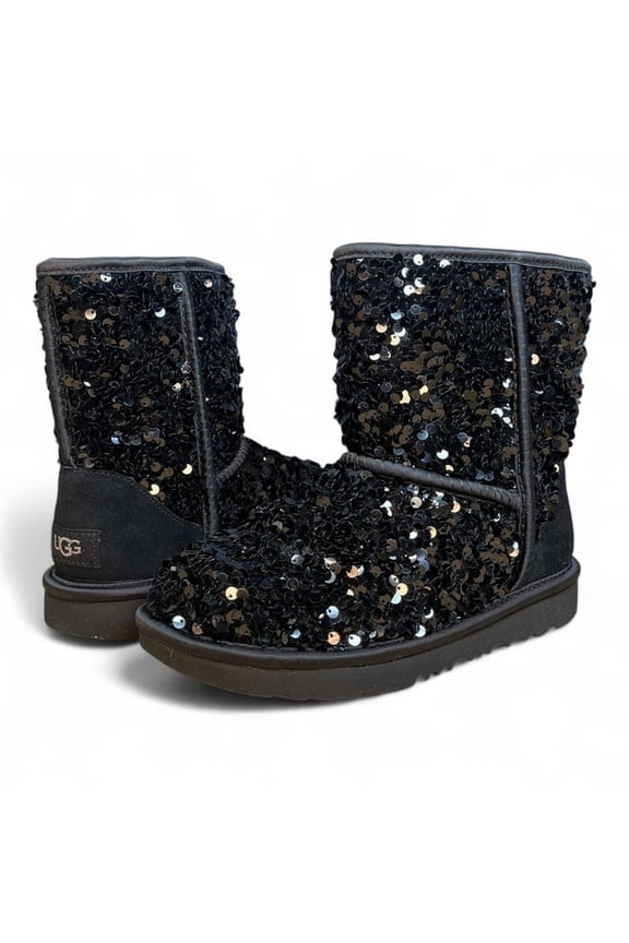 Girls' Classic Short Chunky Sequin Boots
