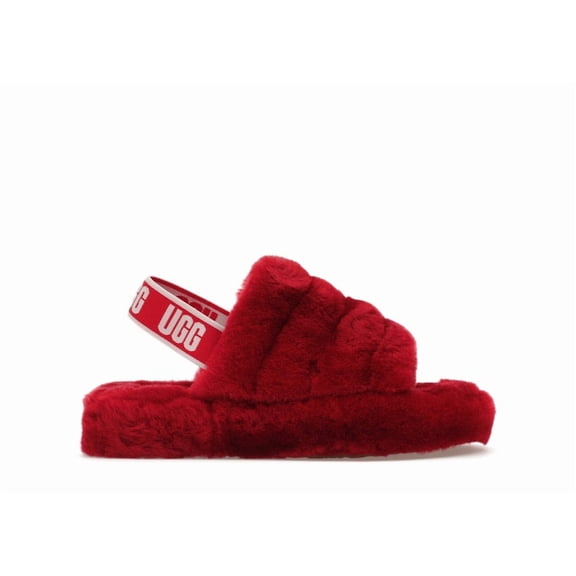 UGG Kid's Fluff Yeah Slide Ribbon Red Sandals, from StockX