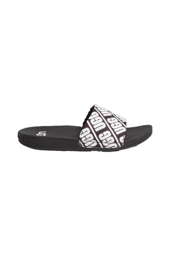 Big Kid's and Little Kid's UGG Beach Slide Black White (1107981K-BWHT) - 3