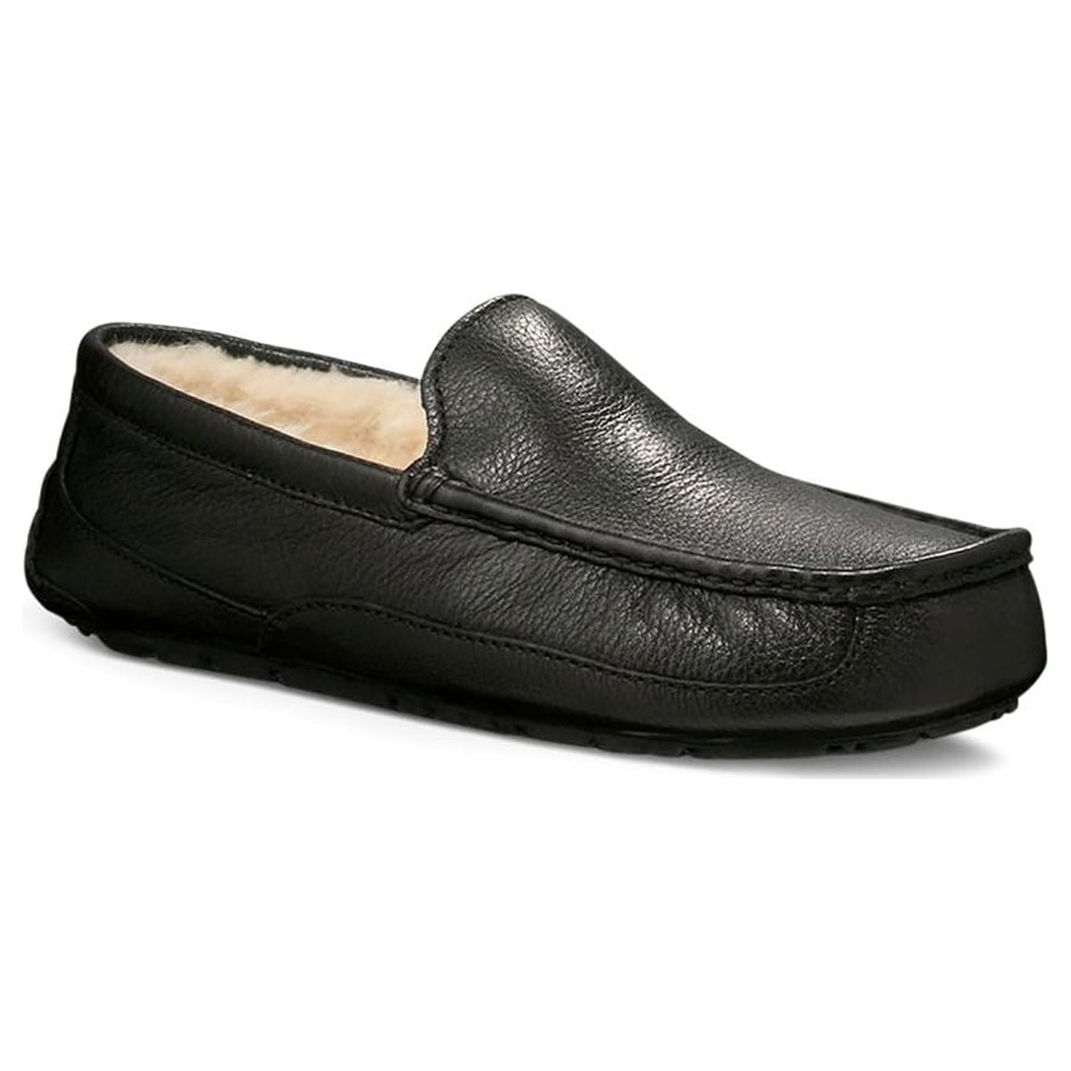 UGG Mens Ascot Black Leather Slipper - 5379B-BLK BLACK - Walmart.com