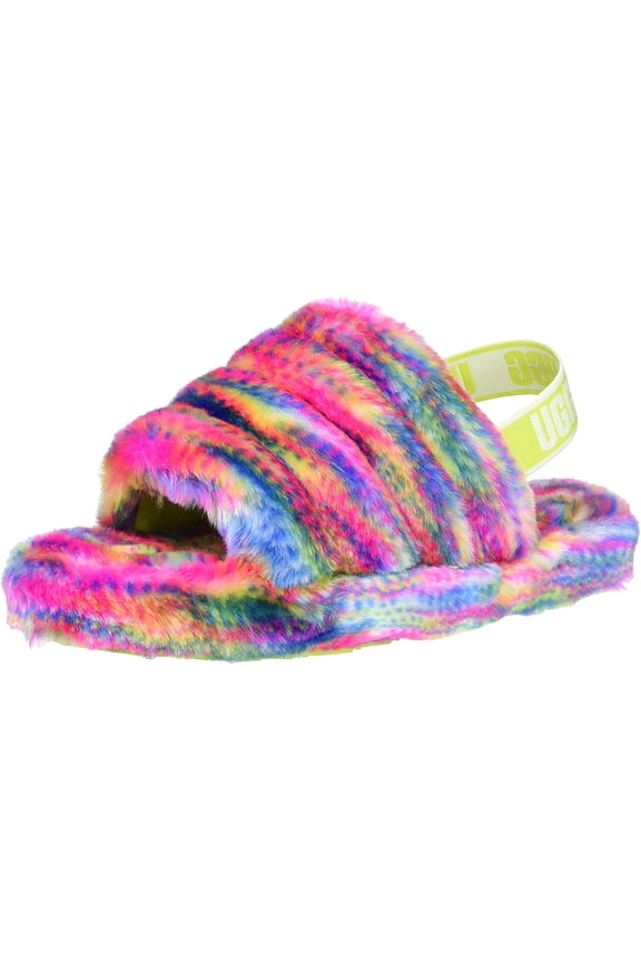 Unisex-Child K Fluff Yeah Pixelate Slipper Big Kid 8-12 Years 6 Big Kid White