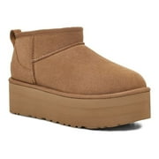 UGG Womens Boots Classic Ultra Mini Platform, Medium Flat Heel Flat Toe Chestnut, 8