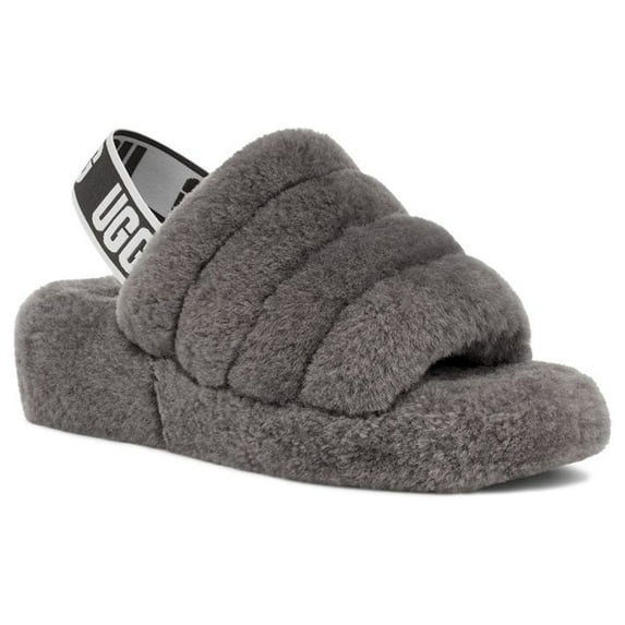 UGG Women's Fluff Yeah Slide Slipper Charcoal - 1095119-CHRC