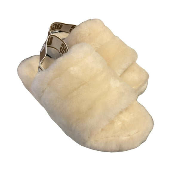 UGG Women's Fluff Yeah Slides Sheepskin Insole & Upper Slippers, 1095119 (Natural, 9)