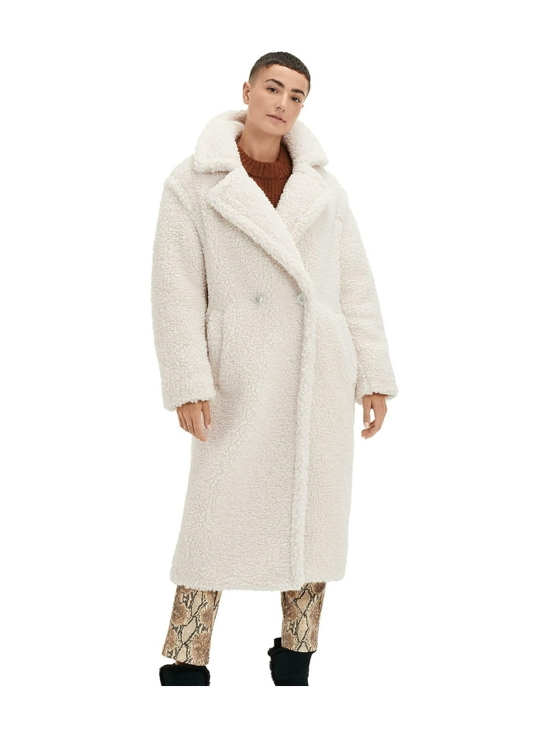 UGG Women's Gertrude Long Teddy Coat, Winter White, M - Walmart.com