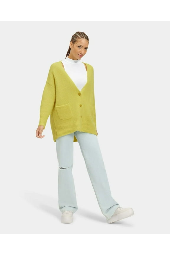 Women's Jaelyn Boyfriend Cardigan Green B4HP $168 (Regular,XS)