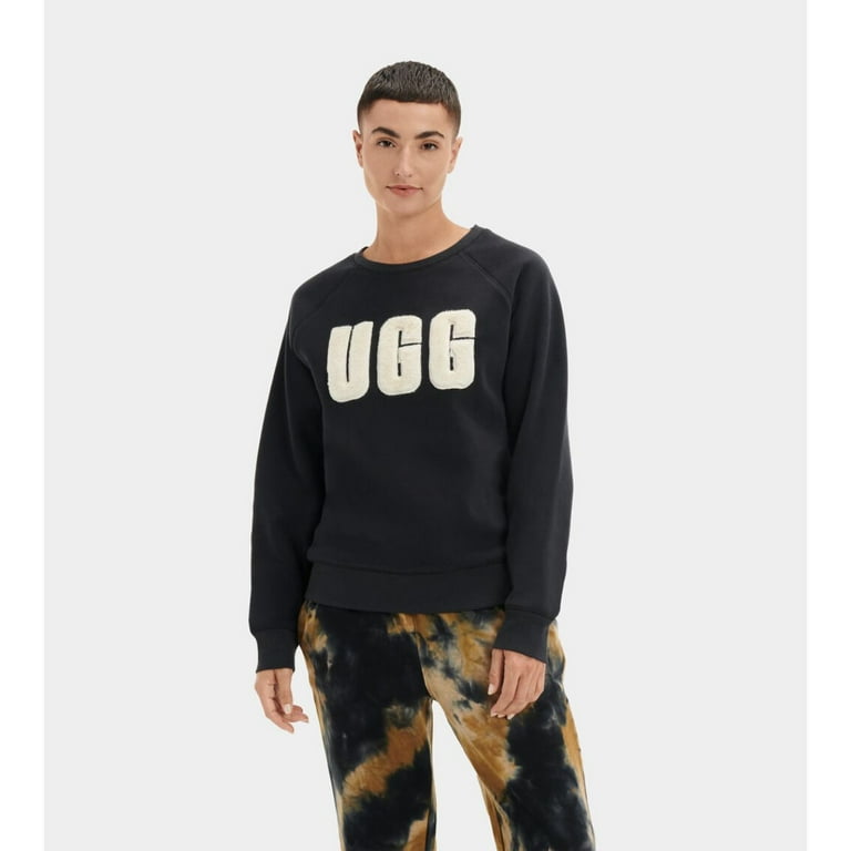 UGG Women's Madeline Fuzzy Logo Crewneck in Black / Cream, XS US