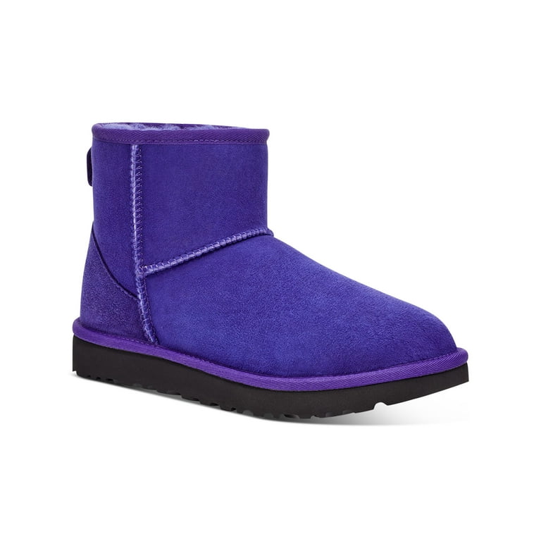 UGG Womens Purple Back Pull Tab Comfort Classic Ii Mini Round Toe Wedge Leather Booties 5 Walmart
