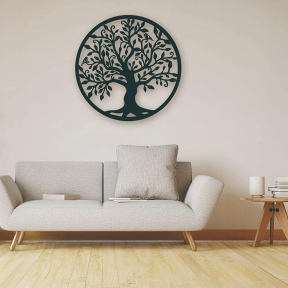 UGJSH Family Tree Wall Art, Tree of Life Metal Wall Art, Metal Wall Decor, Metal Wall Hangings, Home Decoration, Tree Decor, Metal Tree Sign, Tree of Life Art (28" W x 28" H / 72x72cm), black
