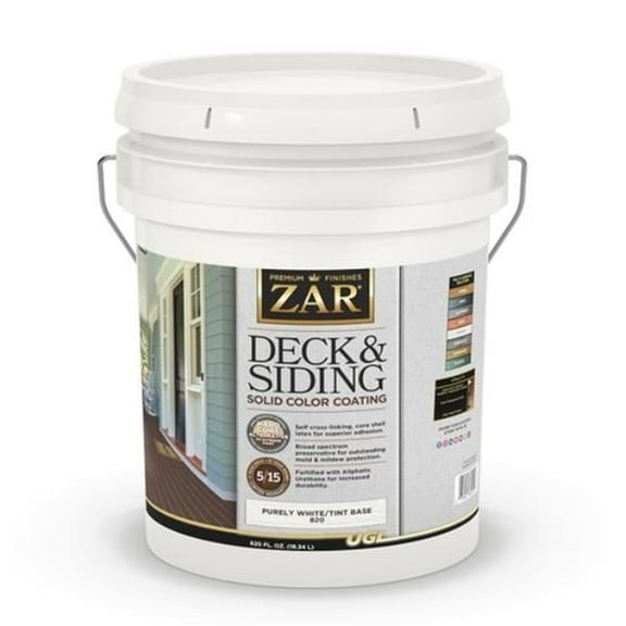 UGL 82015 5 gal Zar Pure White & Light Tint Deck & Siding Solid Color Coating Stain