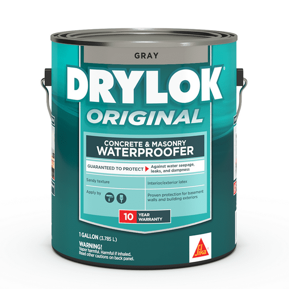 UGL - Drylok - Gray -Basement & Masonry Waterproofer - for Stopping Water Leaks & Dampness - Interior - Exterior Latex Base - Sandy Texture, Tintable 1 Gallon