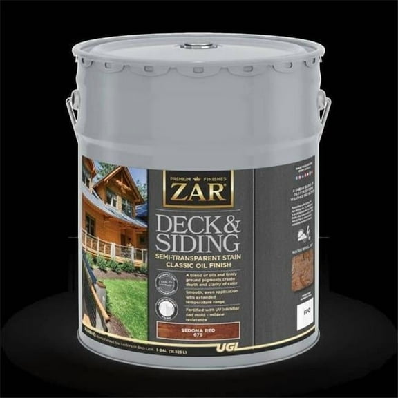 UGL ZAR 67515 5 gal Deck & Siding Semi-Transparent Stain - Classic Oil, Sedona Red