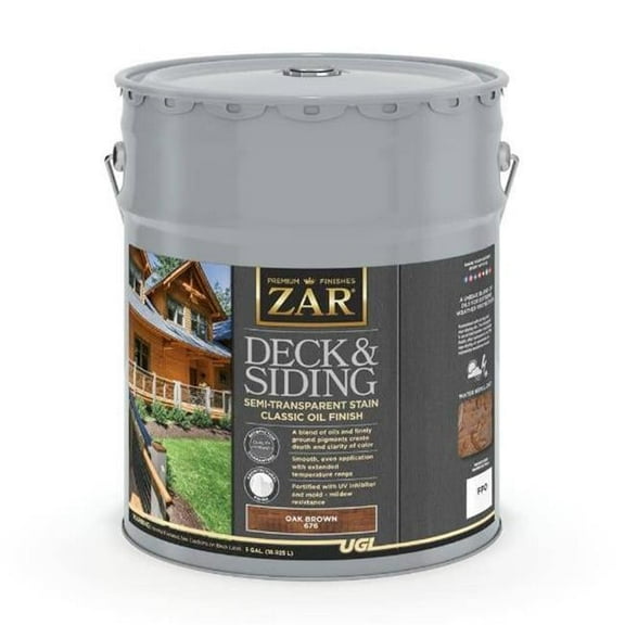 UGL ZAR 67615 5 gal Deck & Siding Semi-Transparent Stain - Classic Oil, Oak Brown