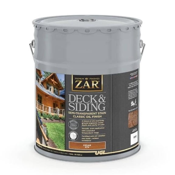 UGL ZAR 67915 5 gal Deck & Siding Semi-Transparent Stain - Classic Oil, Cedar