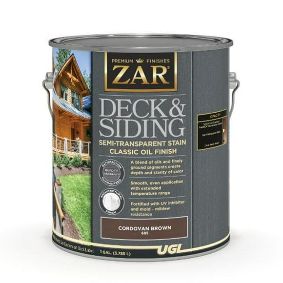 UGL ZAR 68515 5 gal Deck & Siding Semi-Transparent Stain - Classic Oil, Cordovan Brown