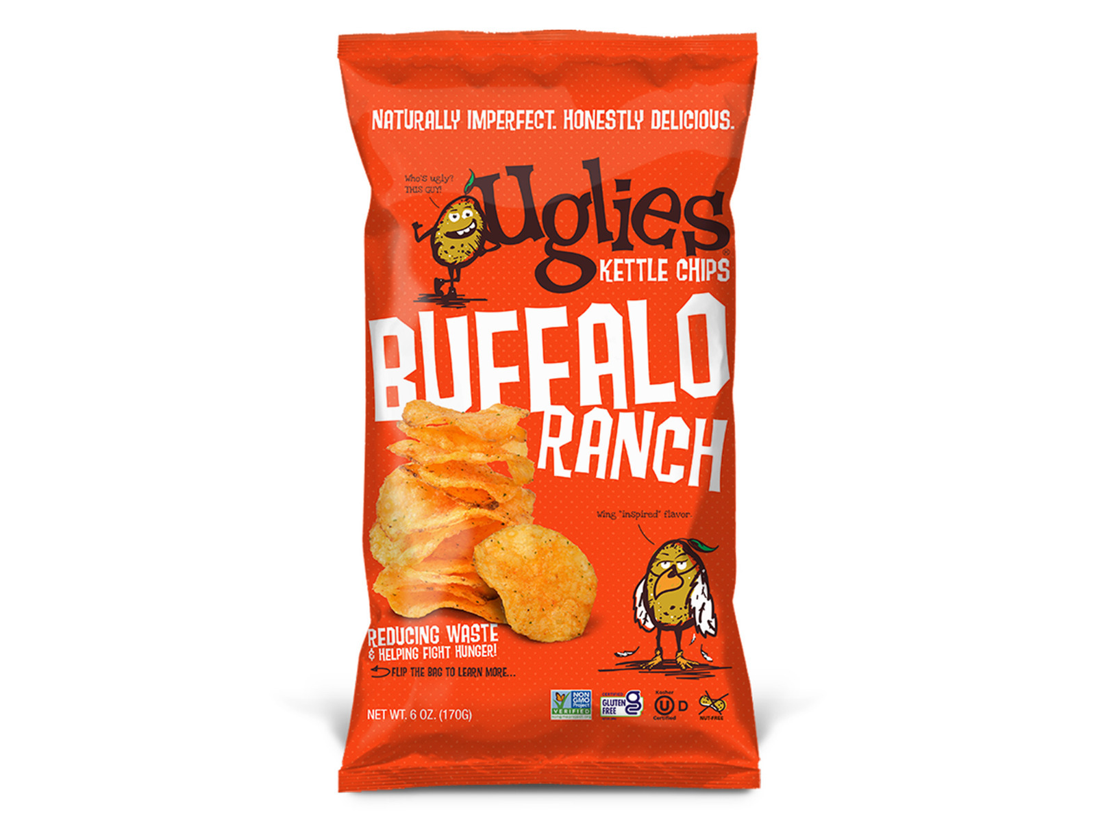 UGLIES Buffalo Ranch Kettle Cooked Potato Chips, Gluten Free NonGMO, 12Pack 6 oz. Bags