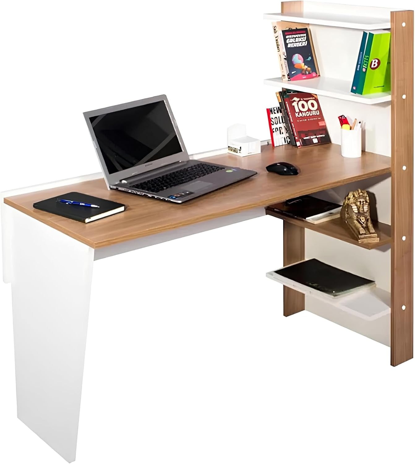 UGOS Modern Compact 47 Inch Computer Corner Desk with Hutch & 4-Tier ...