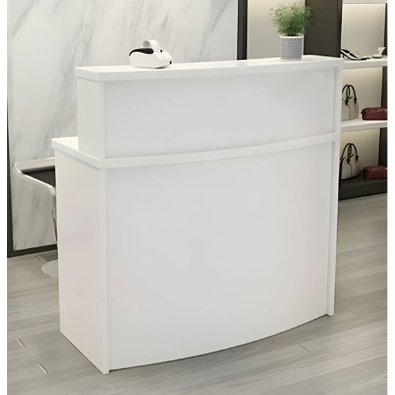 UGOS FURNITURE Mono 40in White modern reception desk with transaction counter and laminate desktop