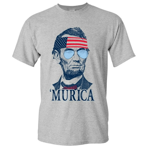 UGP Campus Apparel Abraham Lincoln Murica Basic Cotton T-Shirt - X-Large - Sport Grey
